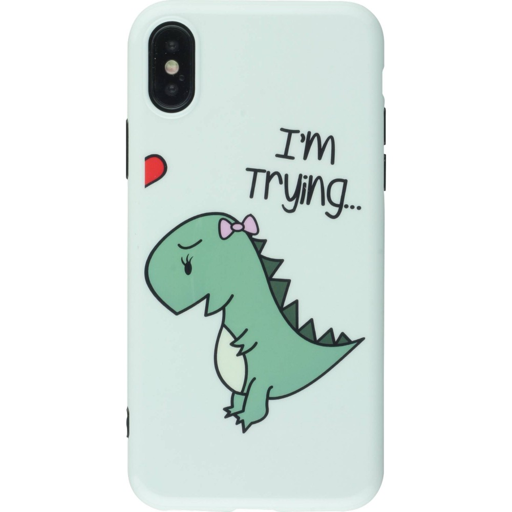 Hülle iPhone X / Xs - Dino hug girl