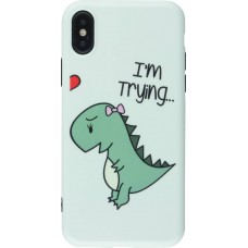 Coque iPhone X / Xs - Dino hug girl