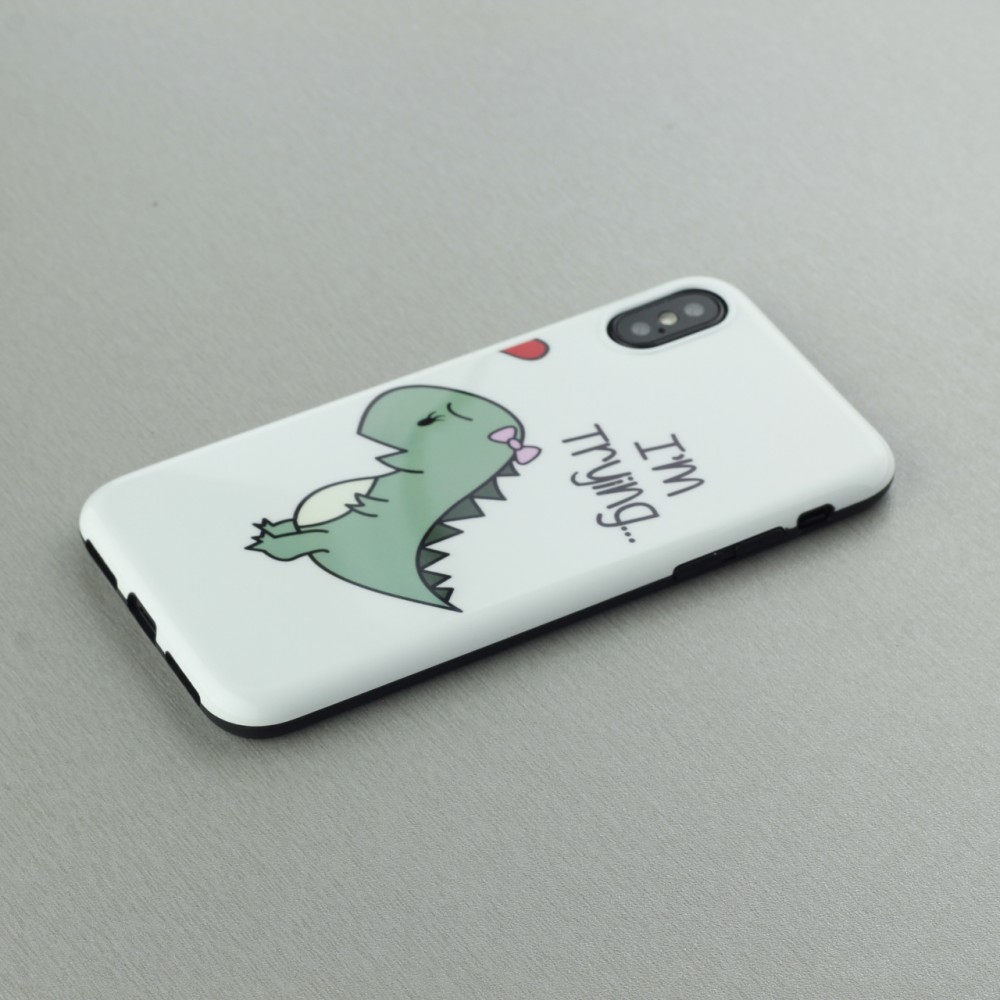 Hülle iPhone X / Xs - Dino hug girl