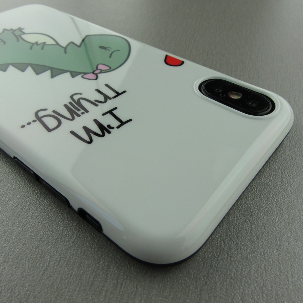 Coque iPhone X / Xs - Dino hug girl