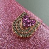 Hülle iPhone X / Xs - Flip Bling heart closure - Dunkelrosa