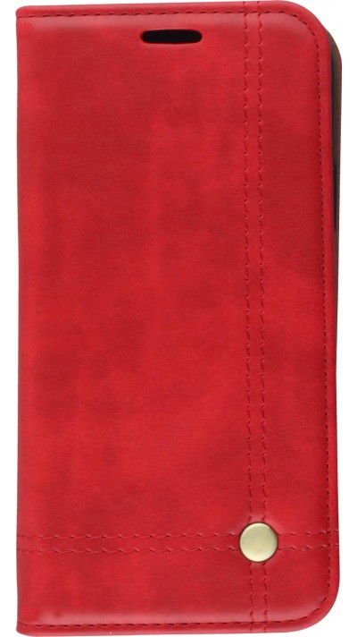 Coque iPhone X / Xs - Flip Retro Élégant - Rouge