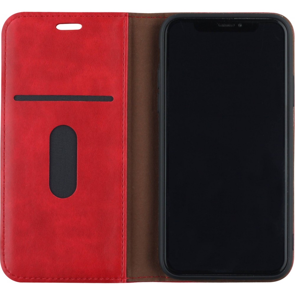 Coque iPhone Xs Max - Flip Retro Élégant - Rouge