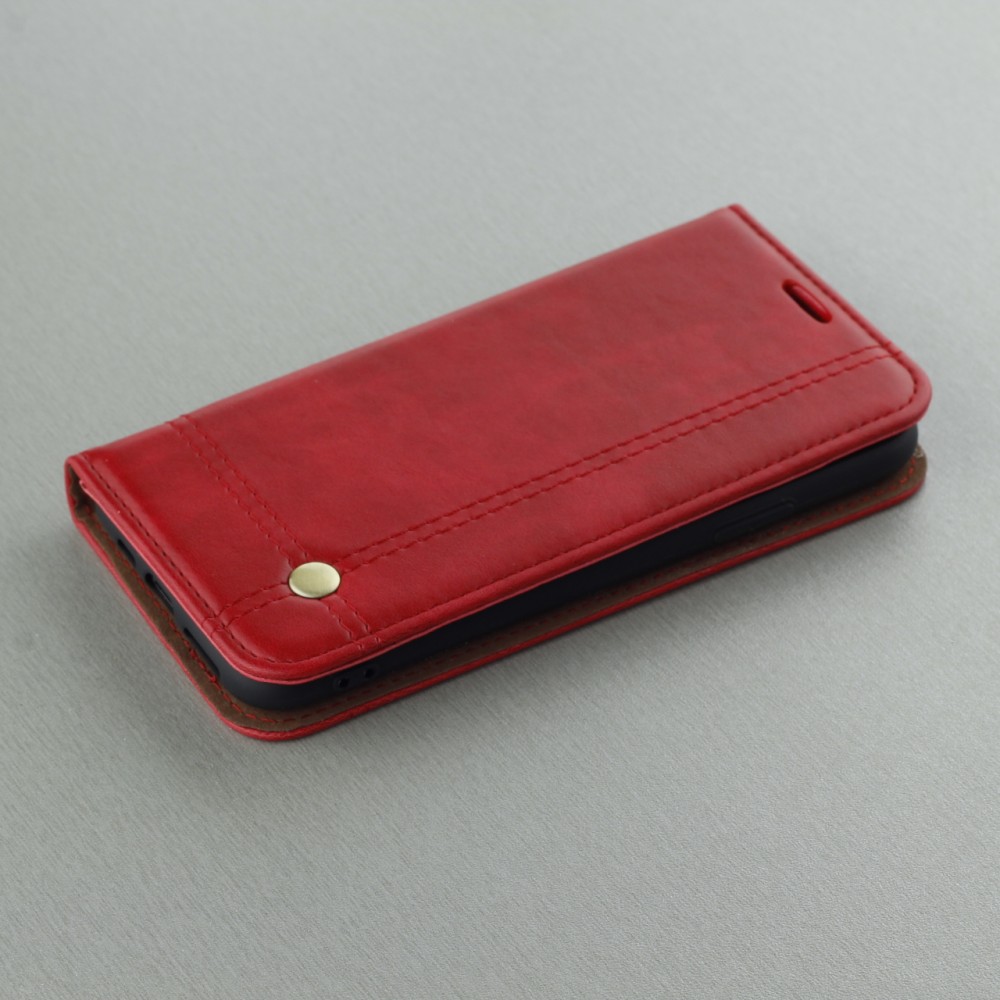 Coque iPhone X / Xs - Flip Retro Élégant - Rouge