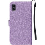 Coque iPhone X / Xs - Flip Strass line big heart - Violet