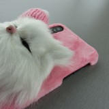 Coque iPhone X / Xs - Fluffy chat 3D - Rose