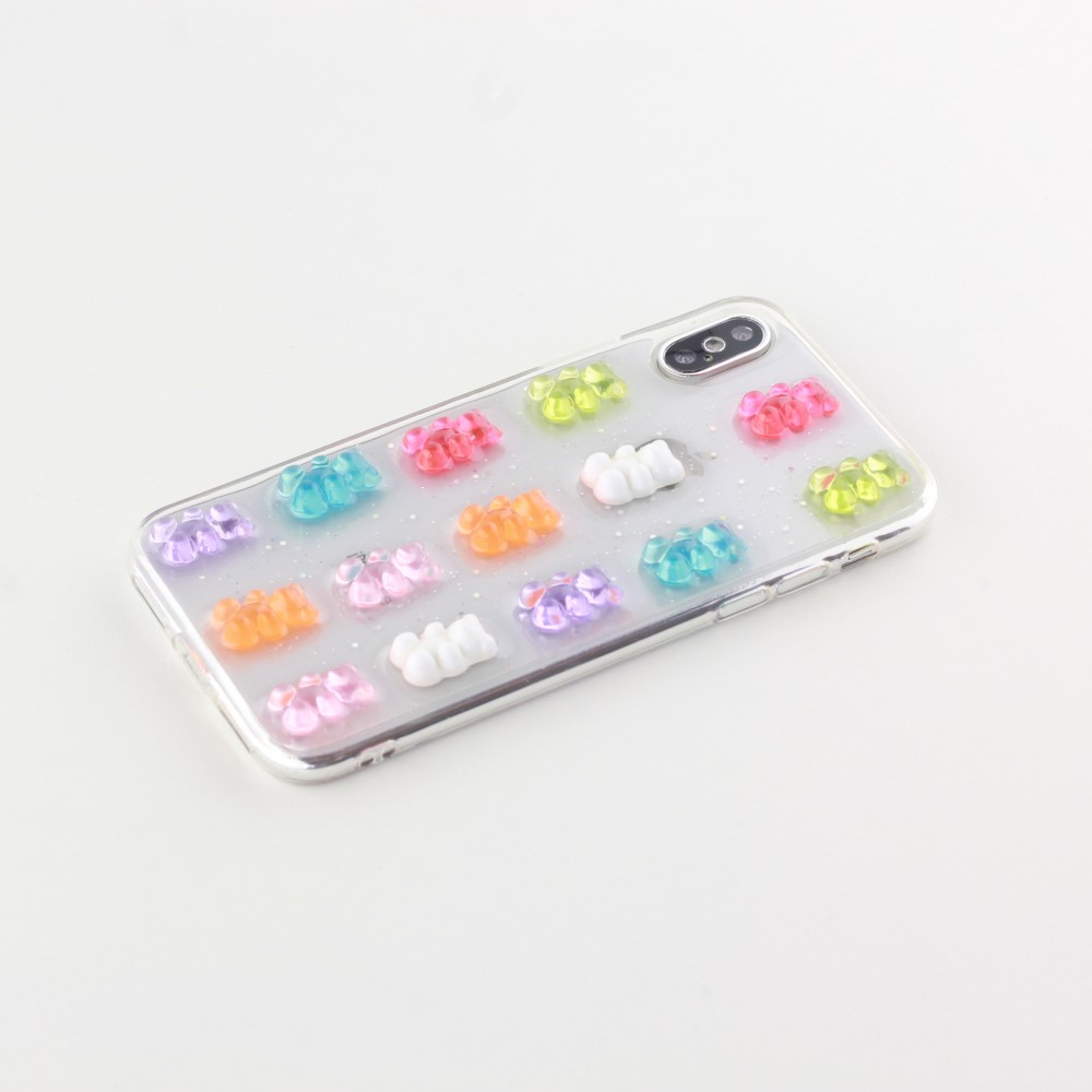 Coque iPhone Xs Max - Gel Bonbons Oursons 3D