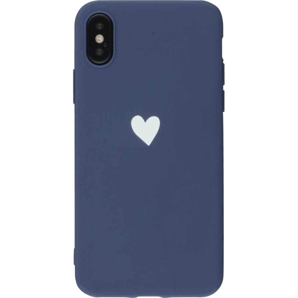 Coque iPhone X / Xs - Gel coeur - Bleu