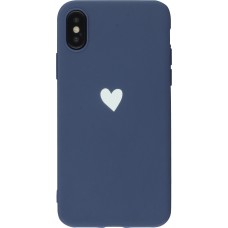 Hülle iPhone X / Xs - Gummi Herz blau