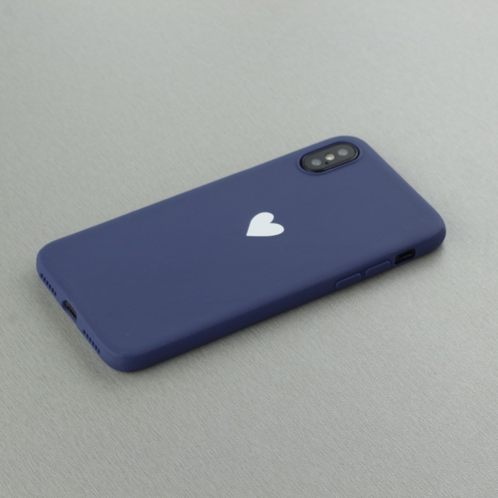 Hülle iPhone XR - Gummi Herz blau