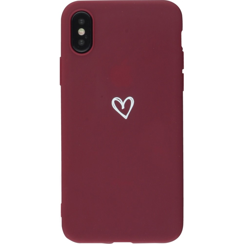 Coque iPhone X / Xs - Gel coeur - Rouge