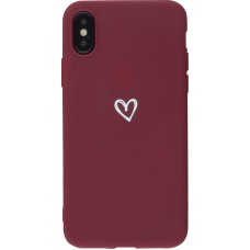 Hülle iPhone X / Xs - Gummi Herz - Rot