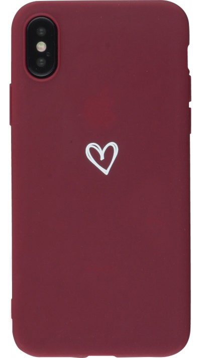Coque iPhone X / Xs - Gel coeur - Rouge