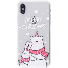 Hülle iPhone X / Xs - Gummi transparent Weihnachten bär