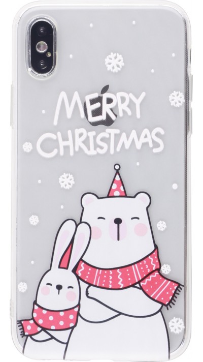 Coque iPhone X / Xs - Gel transparent Noël ours