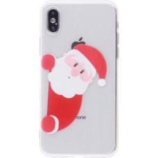 Hülle iPhone X / Xs - Gummi transparent Weihnachten santa