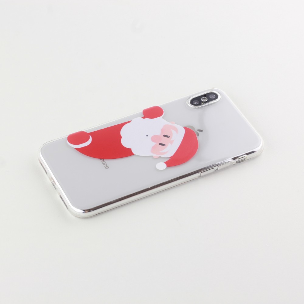 Hülle iPhone X / Xs - Gummi transparent Weihnachten santa