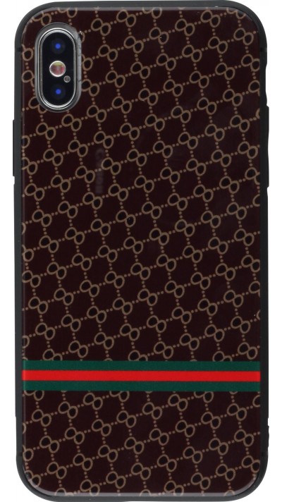 Hülle iPhone X / Xs - Glass Italian pattern - Braun