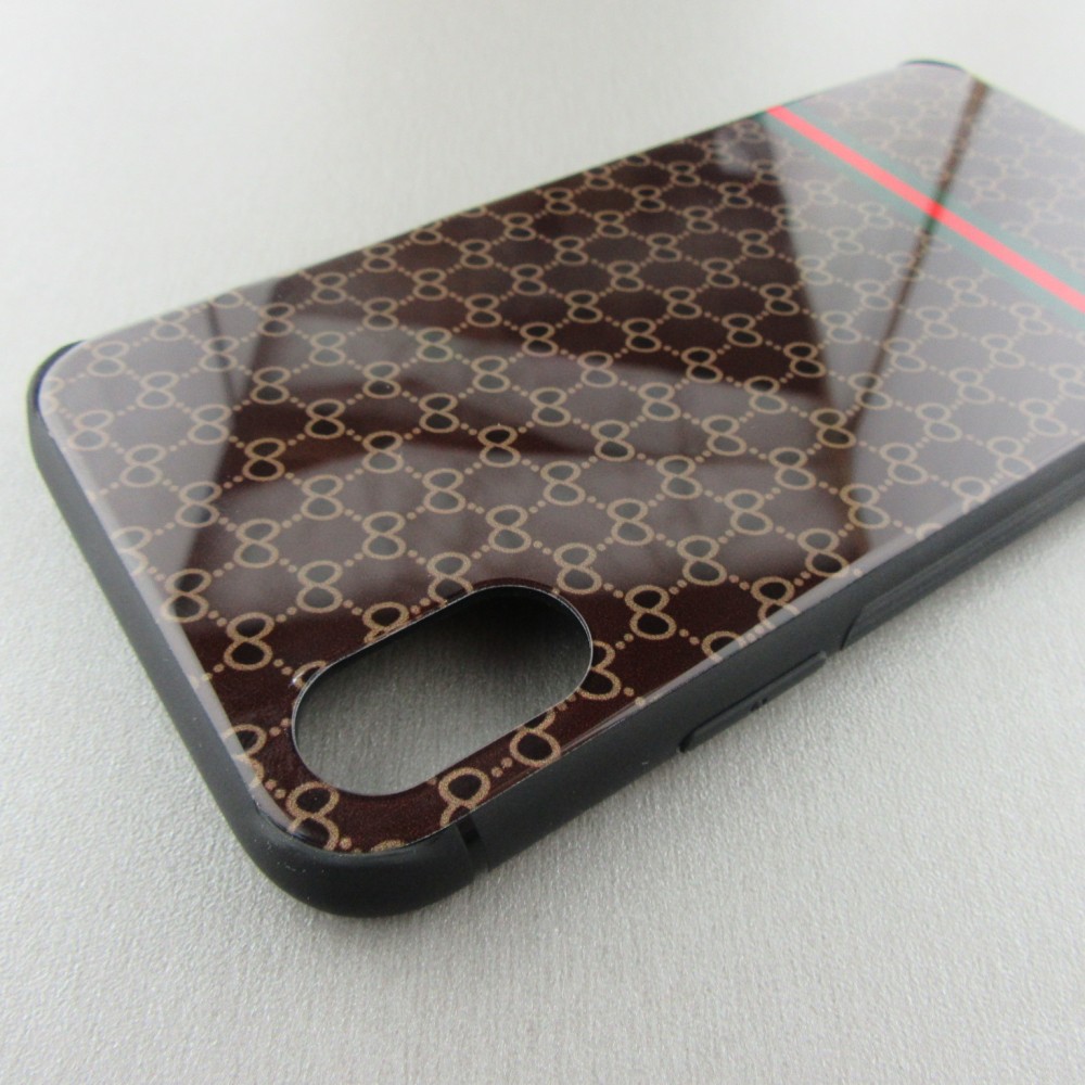 Hülle iPhone X / Xs - Glass Italian pattern - Braun