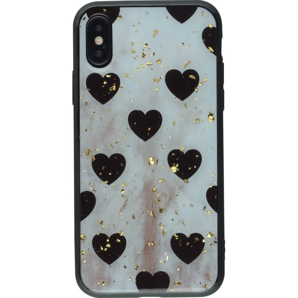 Hülle iPhone Xs Max - Gold Flakes Hearts