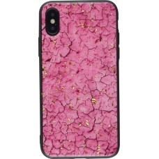 Coque iPhone XR - Gold Flakes Marble - Rose