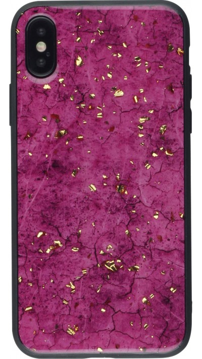 Coque iPhone XR - Gold Flakes Marble - Violet