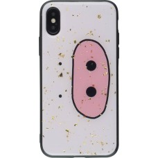 Coque iPhone X / Xs - Gold Flakes Pig Nose