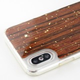 Hülle iPhone X / Xs - Gold Flakes Brave dunkel Holz