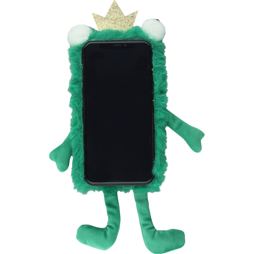 Hülle iPhone X / Xs - Lustiger Plüsch Frosch mit Herz - Grün