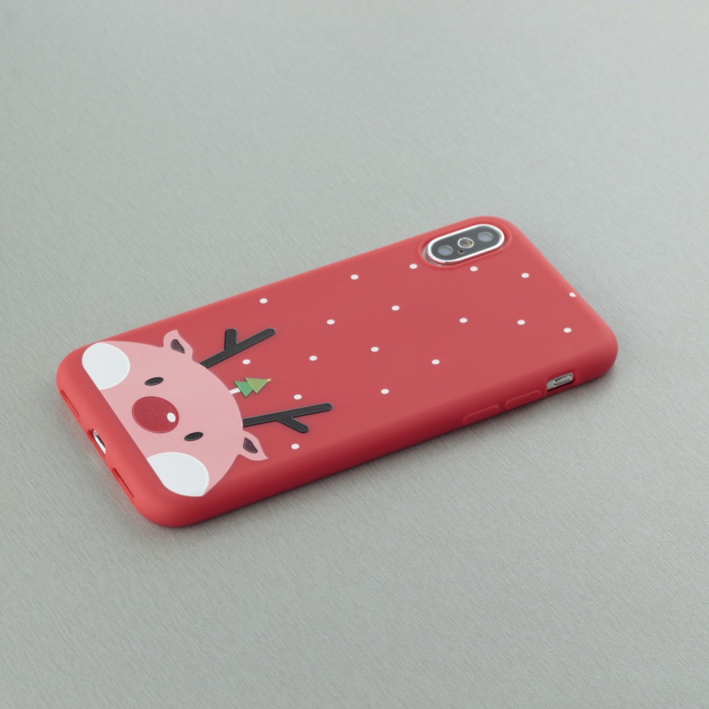 Hülle iPhone X / Xs - Weihnachtsschwein