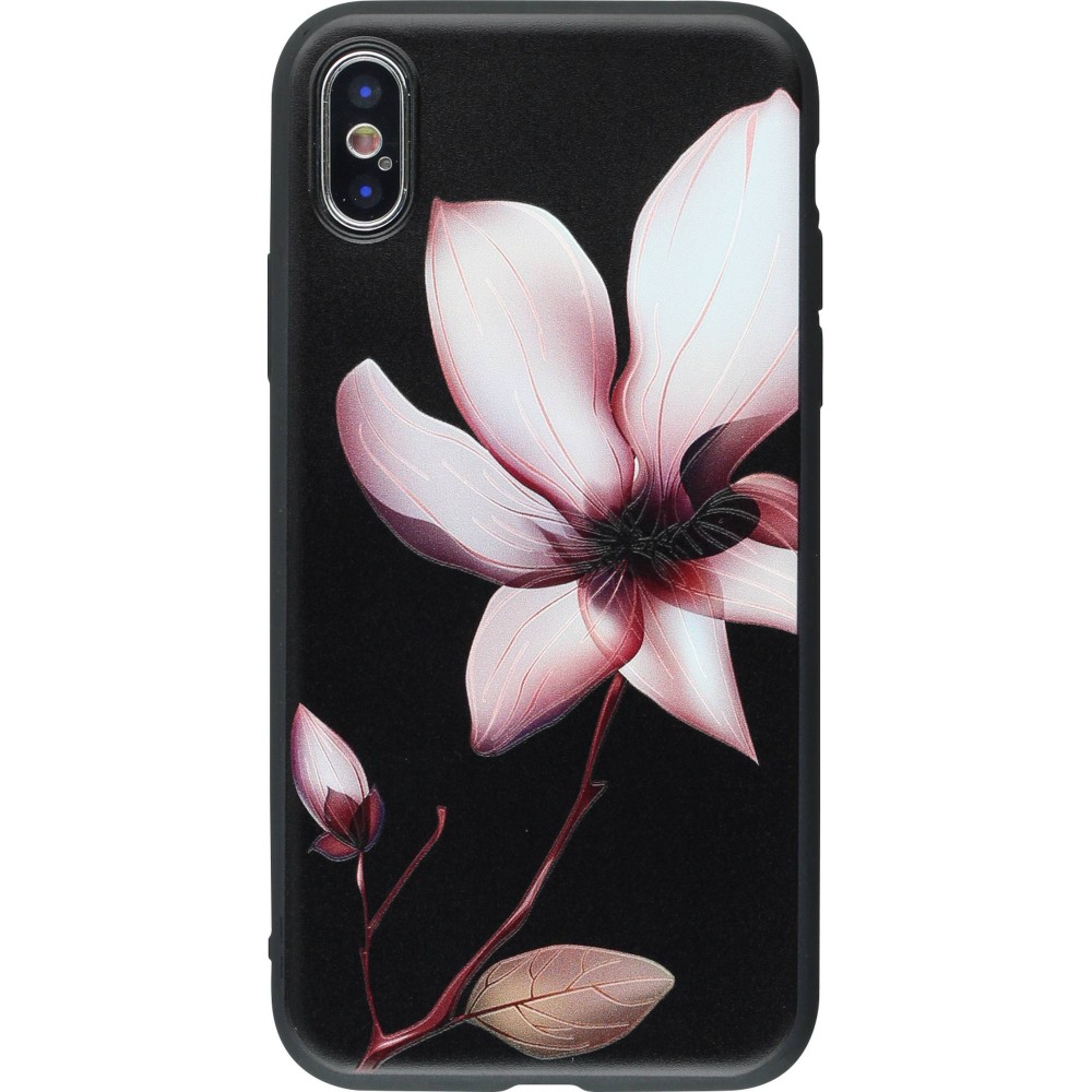 Coque iPhone Xs Max - Print lotus - Noir