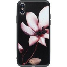 Coque iPhone X / Xs - Print lotus - Noir