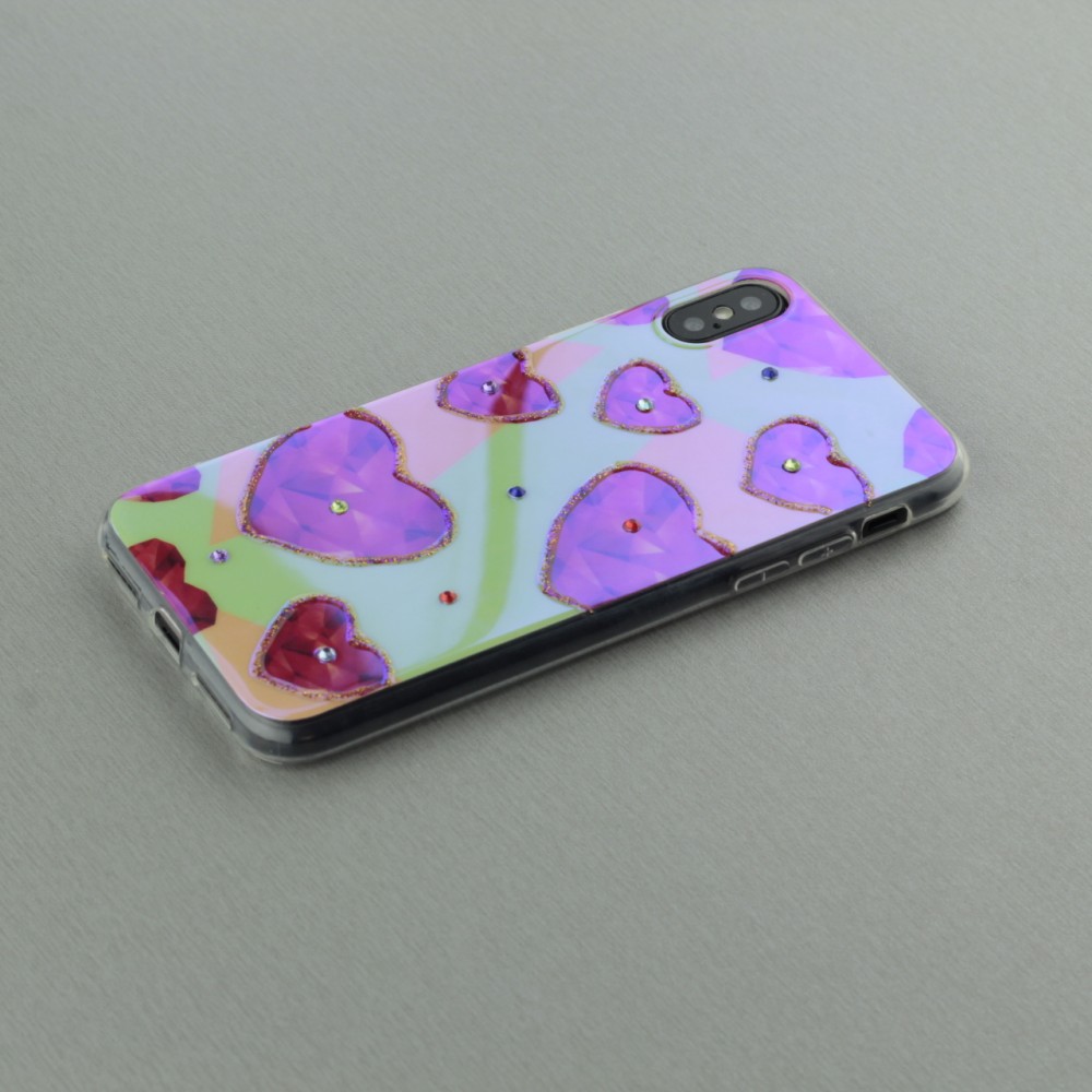 Hülle iPhone X / Xs - Shine heart Strass