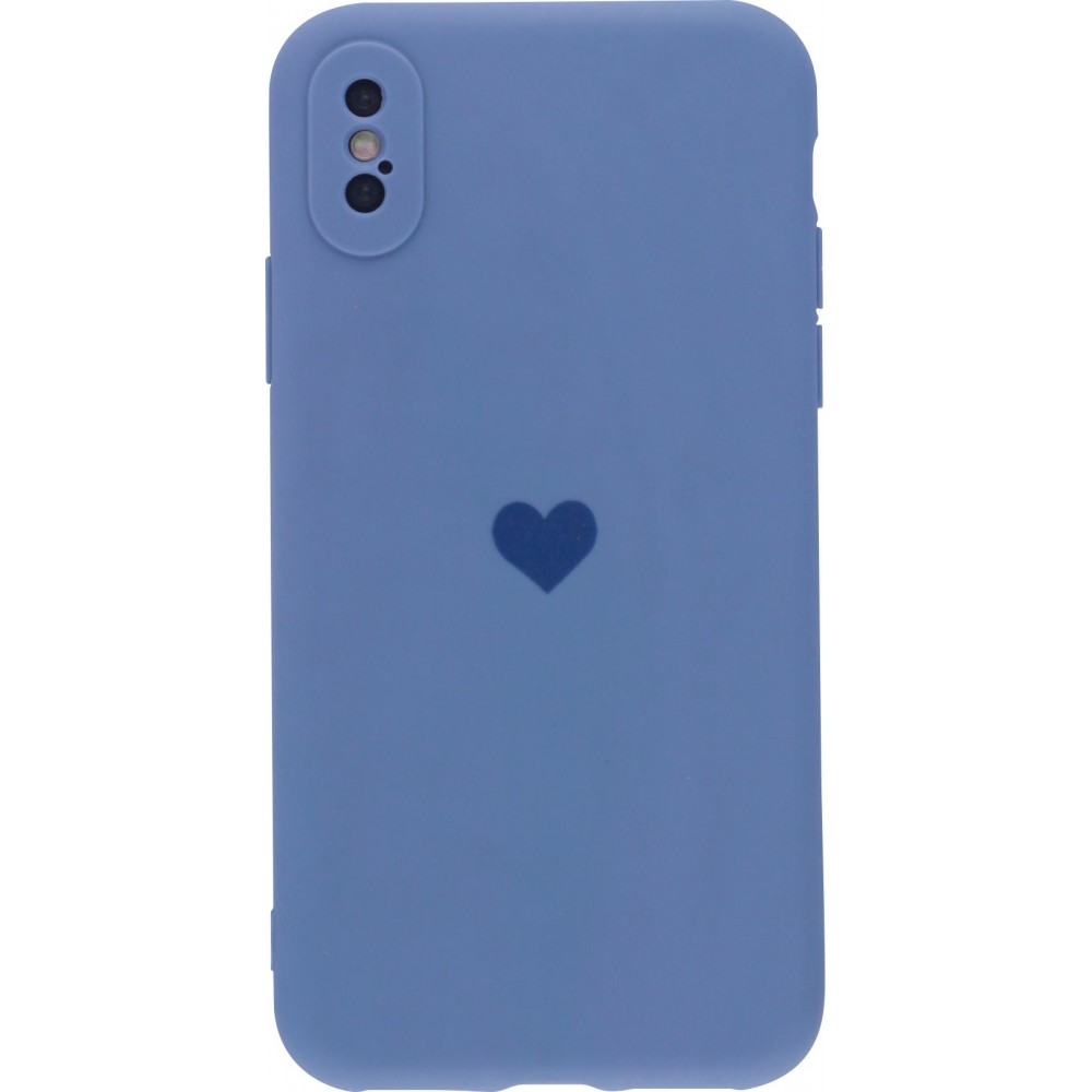 Coque iPhone X / Xs - Silicone Mat Coeur - Lavande