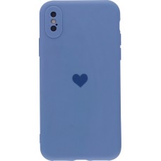 Coque iPhone X / Xs - Silicone Mat Coeur - Lavande