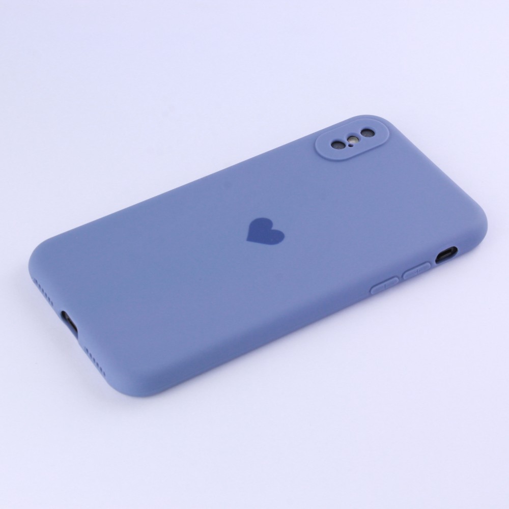 Coque iPhone X / Xs - Silicone Mat Coeur - Lavande