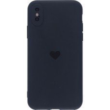 Coque iPhone X / Xs - Silicone Mat Coeur - Noir