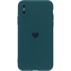 Coque iPhone XR - Silicone Mat Coeur - Vert foncé