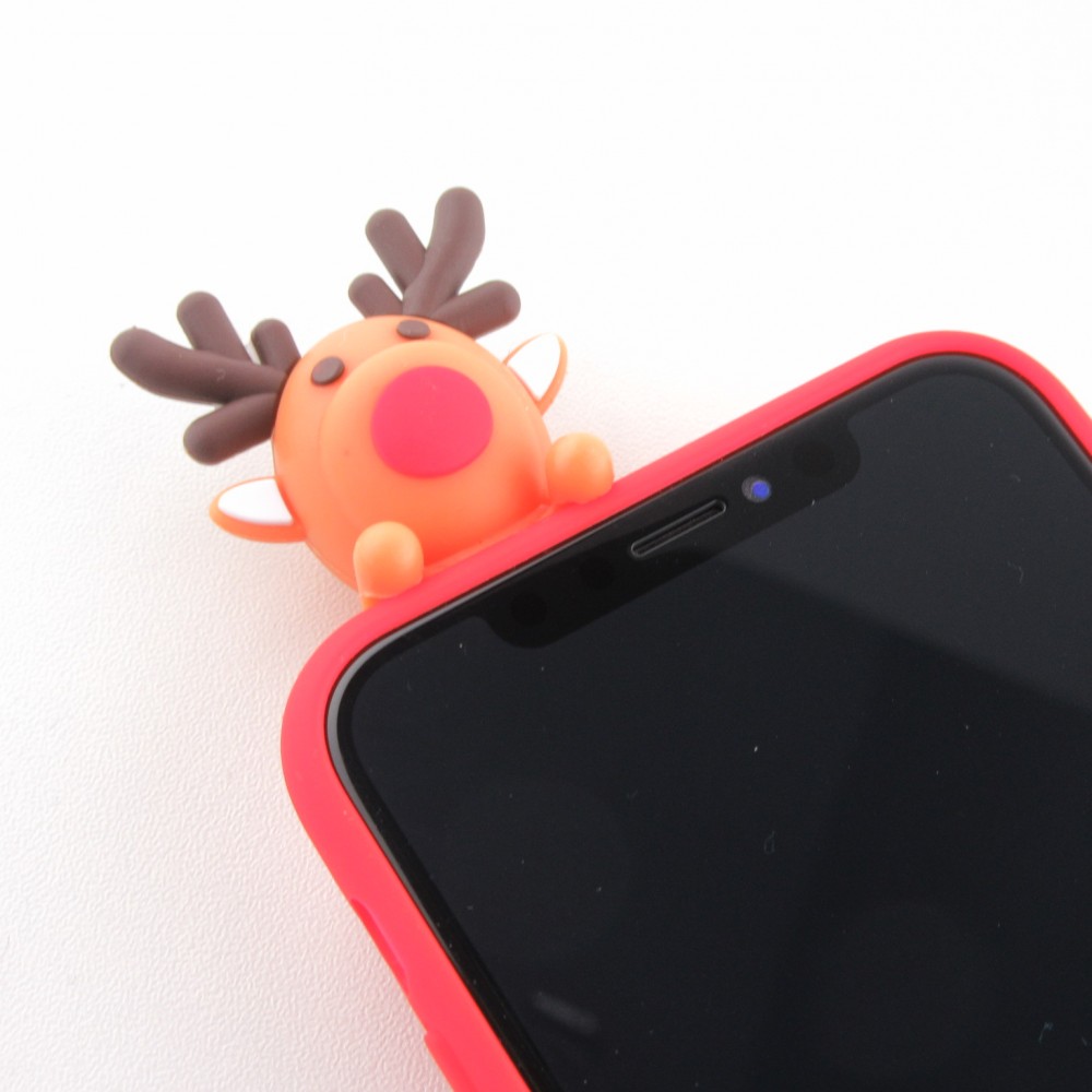 Coque iPhone X / Xs - Silicone Noël renne 3D