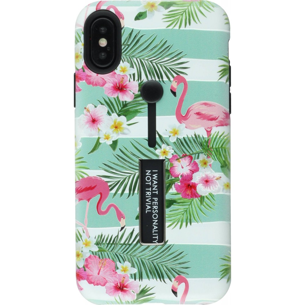 Hülle iPhone X / Xs - Strap back Flamingos