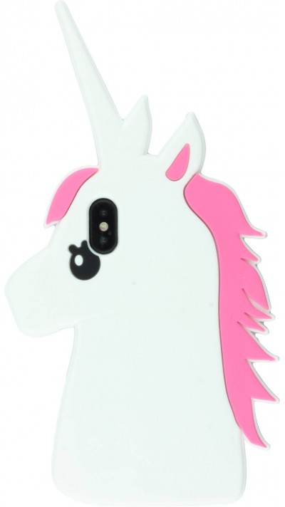 Coque iPhone X / Xs - Tête de licorne 3D - Blanc