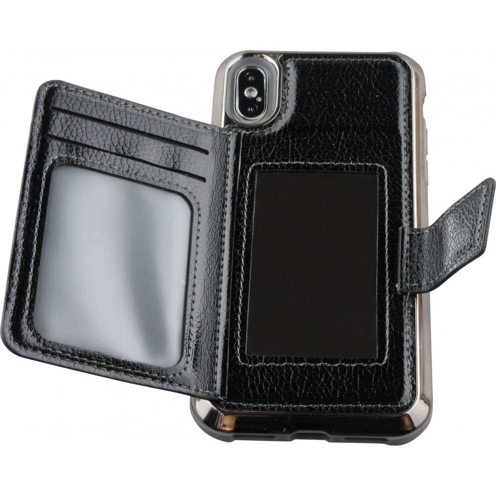Hülle iPhone X / Xs - Wallet Flip Metall - Schwarz