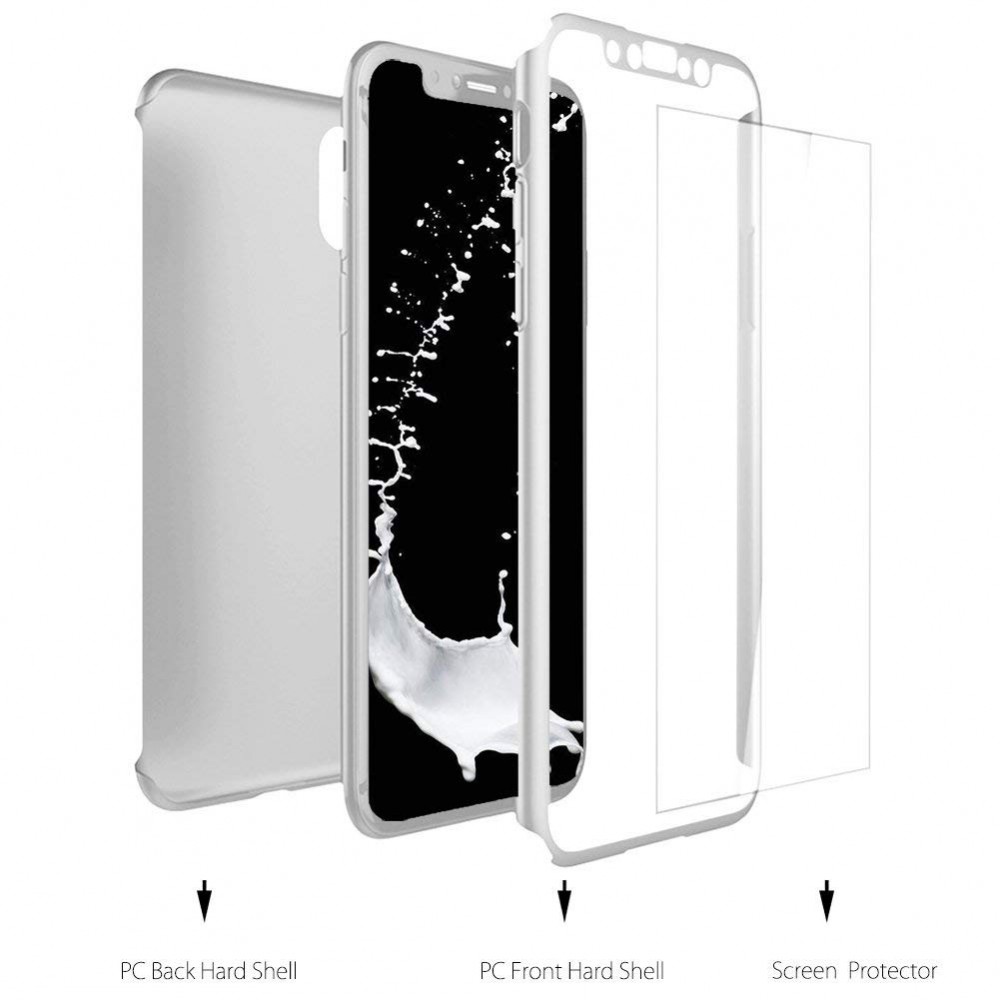 Hülle iPhone Xs Max - 360° Full Body - Silber