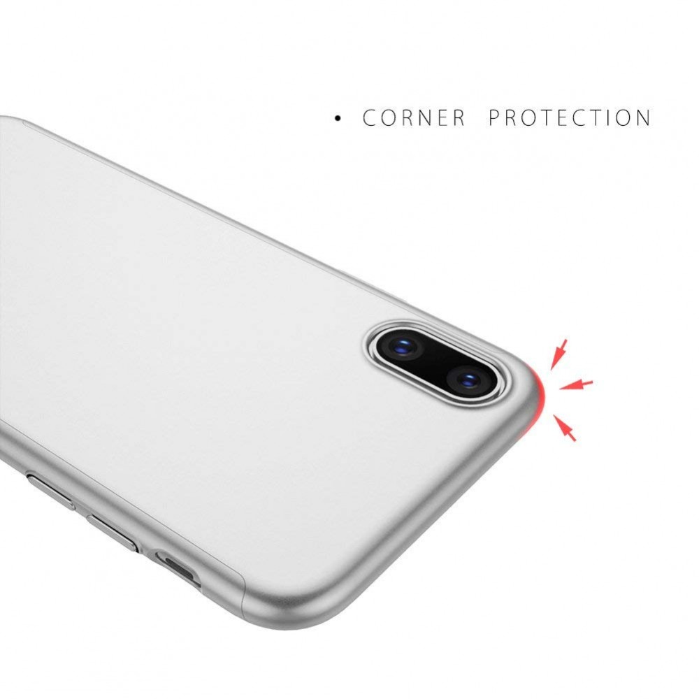 Hülle iPhone Xs Max - 360° Full Body - Silber
