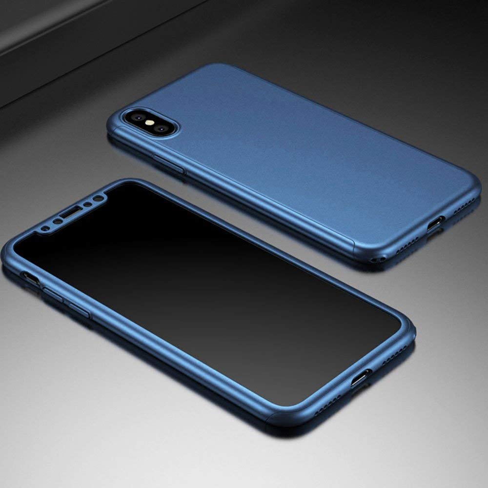 Hülle iPhone Xs Max - 360° Full Body dunkelblau