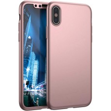 Hülle iPhone XR - 360° Full Body gold - Rosa