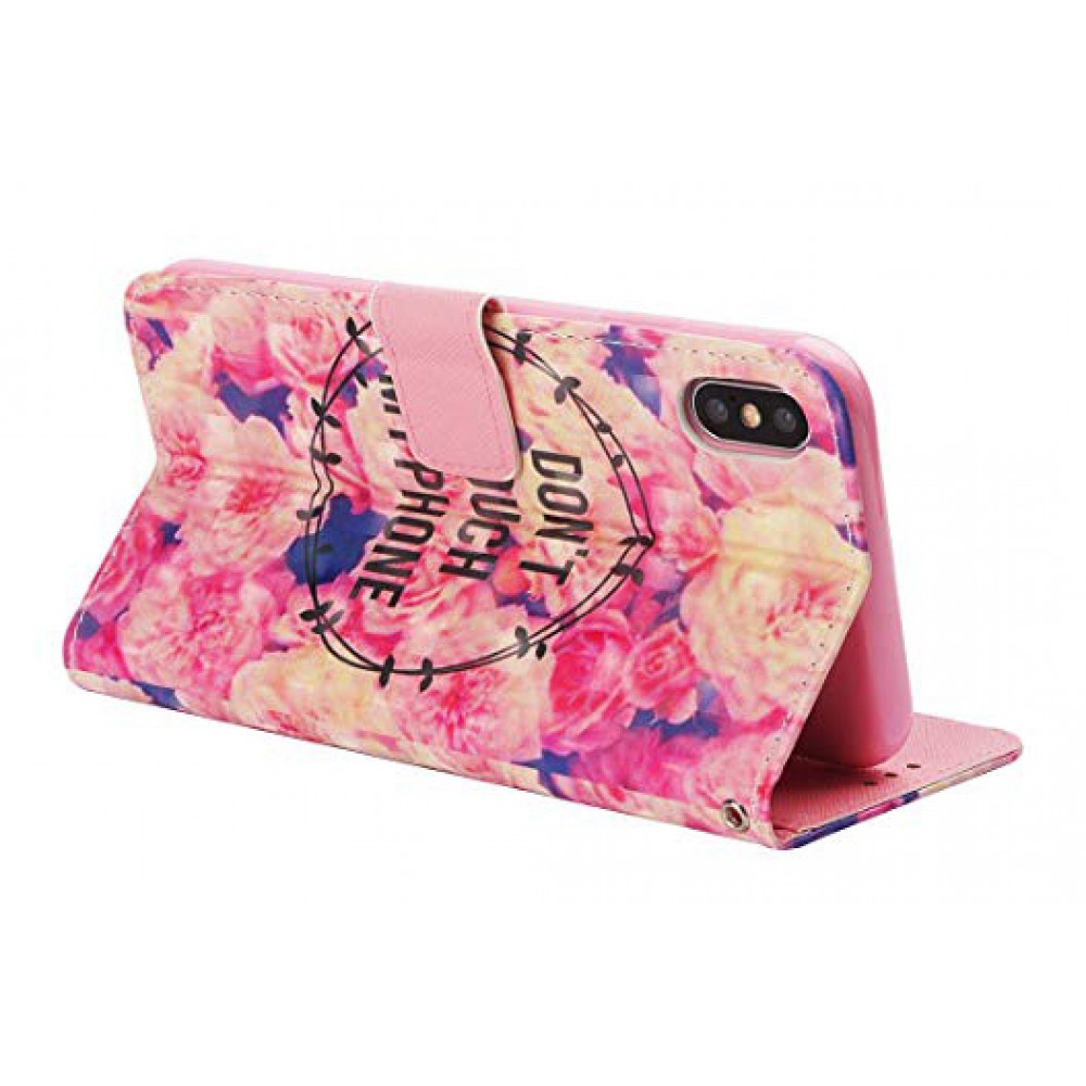 Coque iPhone Xs Max - Flip 3D don't touche my phone flower