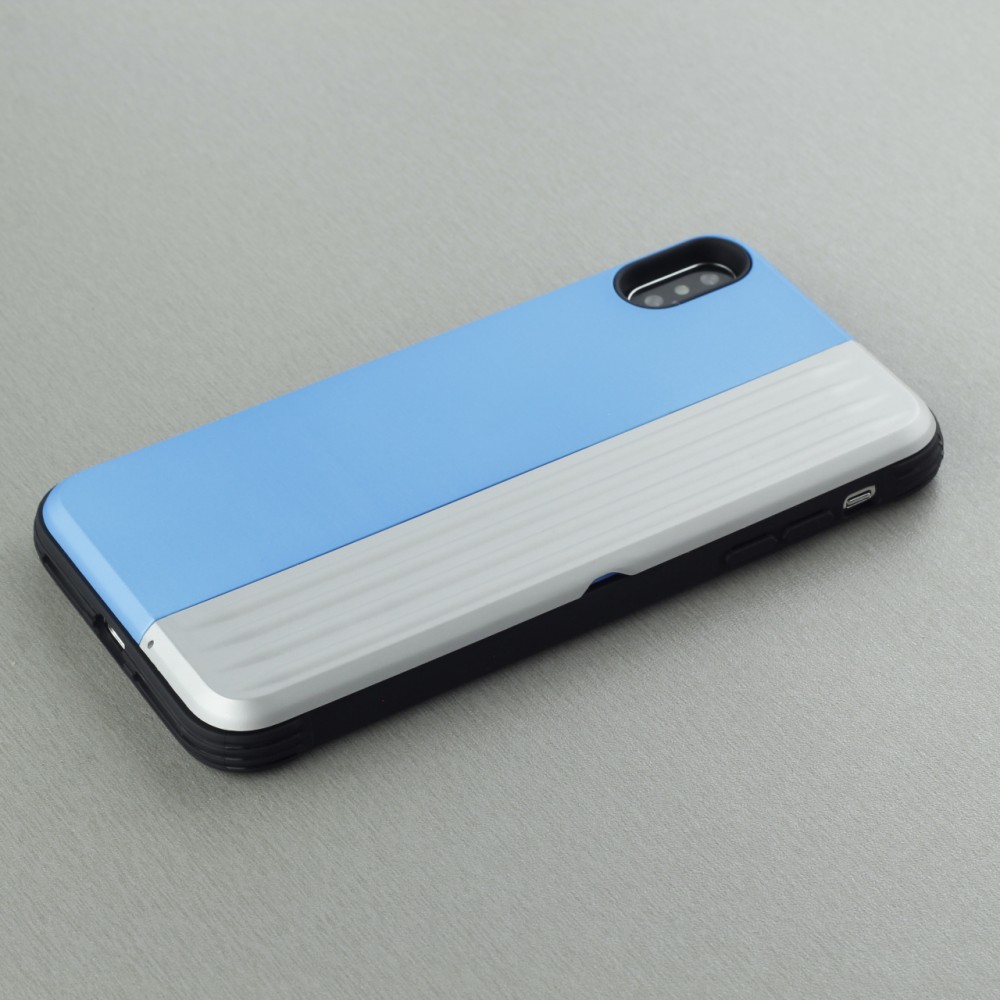 Coque iPhone Xs Max - Secret card argent - Bleu
