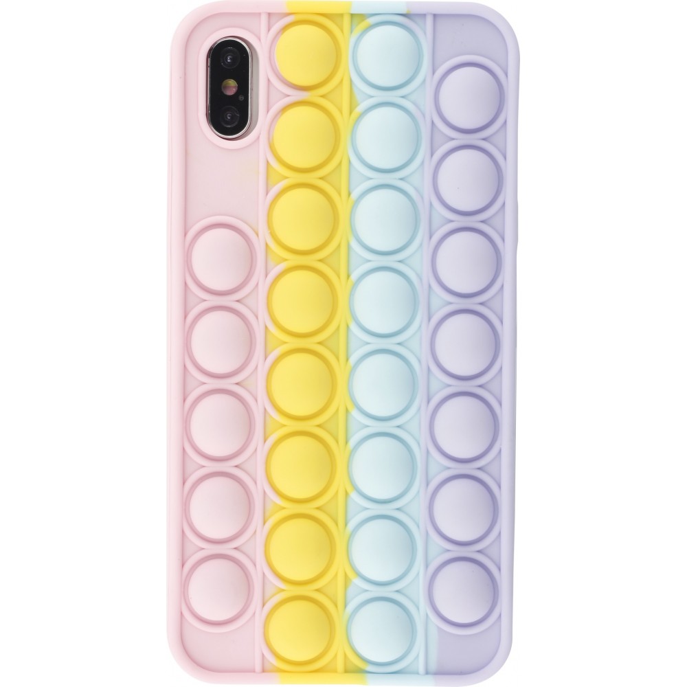 Coque iPhone XR - Silicone jeu éclate bulles anti-stress arc-en-ciel