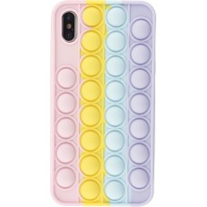 Coque iPhone Xs Max - Silicone jeu éclate bulles anti-stress arc-en-ciel